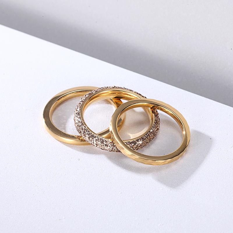 Women Stacking Rings Gold Glitter Dust - KINGKA Jewelry