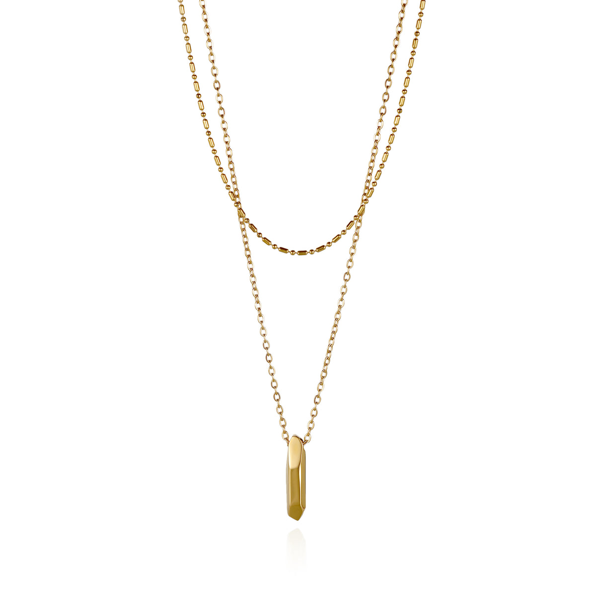 Gold Layered Faceted Pendant Necklace – Stainless Steel | KINGKA