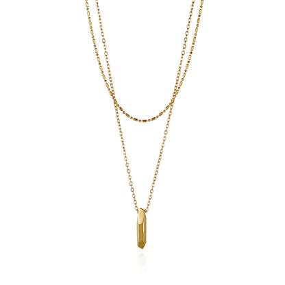Gold Layered Faceted Pendant Necklace – Stainless Steel | KINGKA