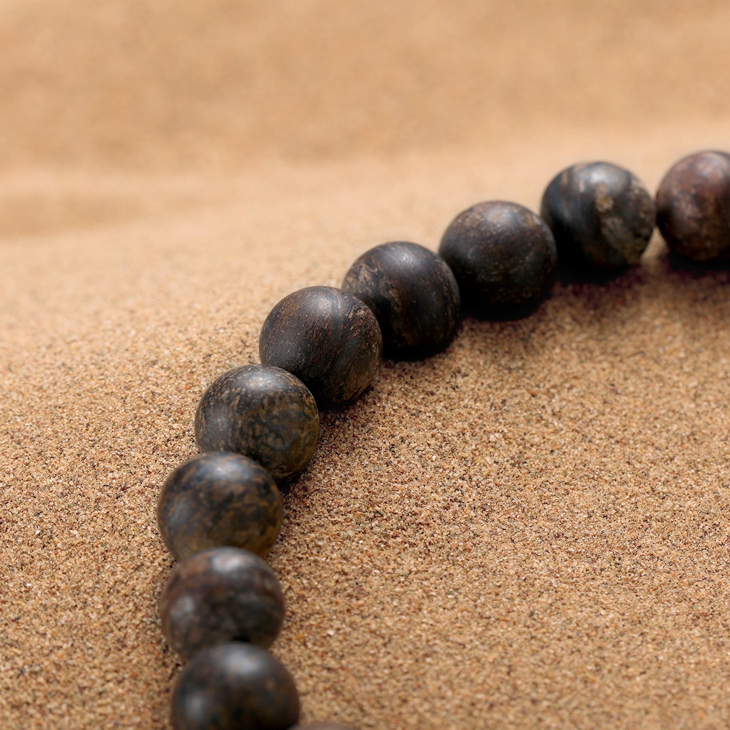 KINGKA Bronzite Stone Bead Bracelet, Silver, The Earth - KINGKA Jewelry