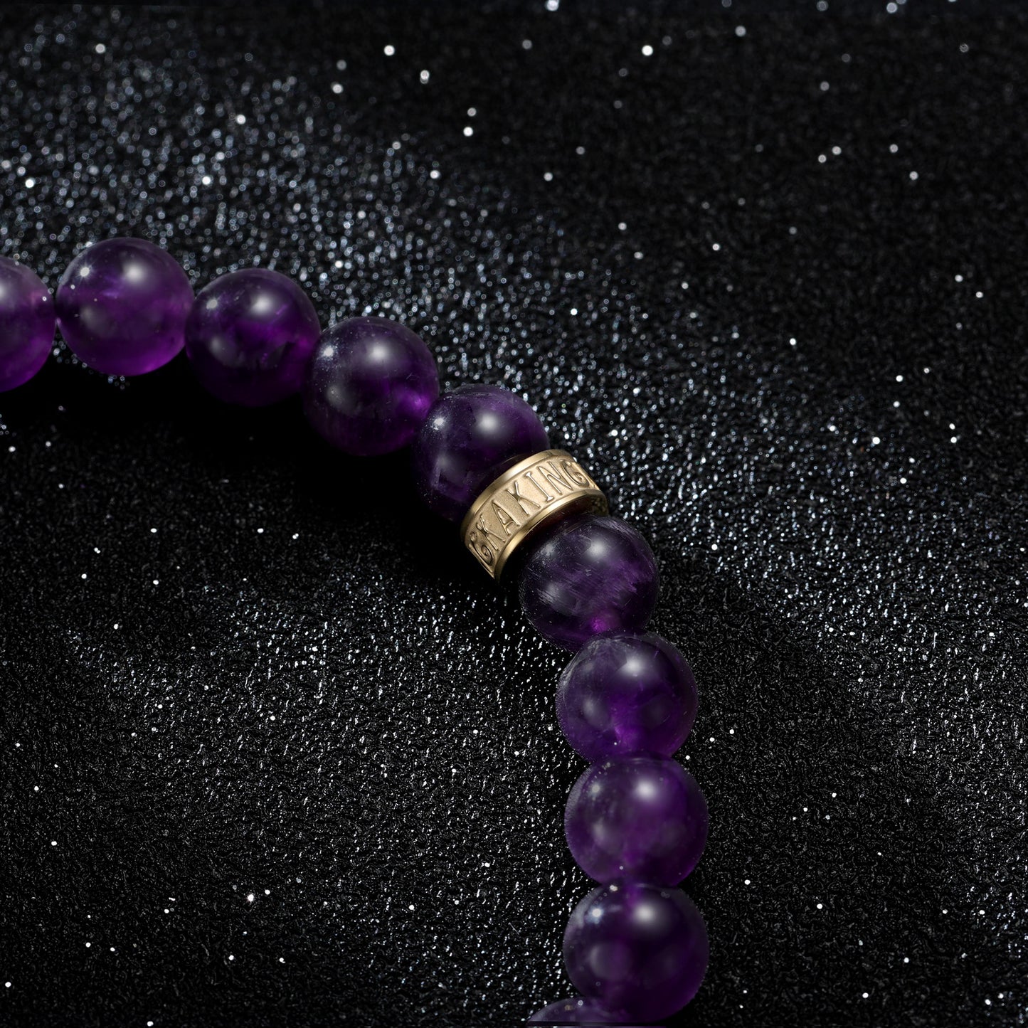 KINGKA Amethyst Bead Bracelet, Gold, The Earth - KINGKA Jewelry