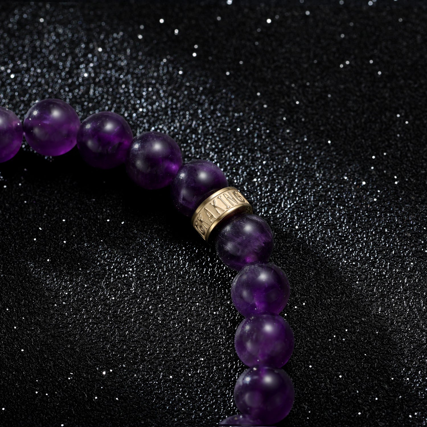 KINGKA Amethyst Bead Bracelet, Gold, The Earth - KINGKA Jewelry
