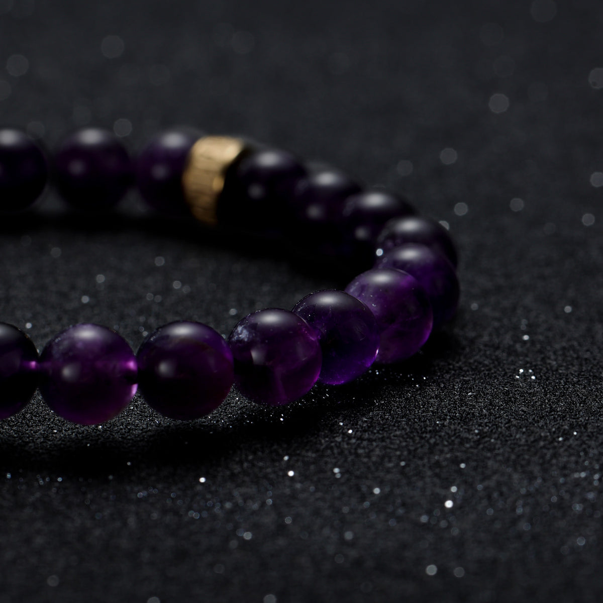 KINGKA Amethyst Bead Bracelet, Gold, The Earth - KINGKA Jewelry