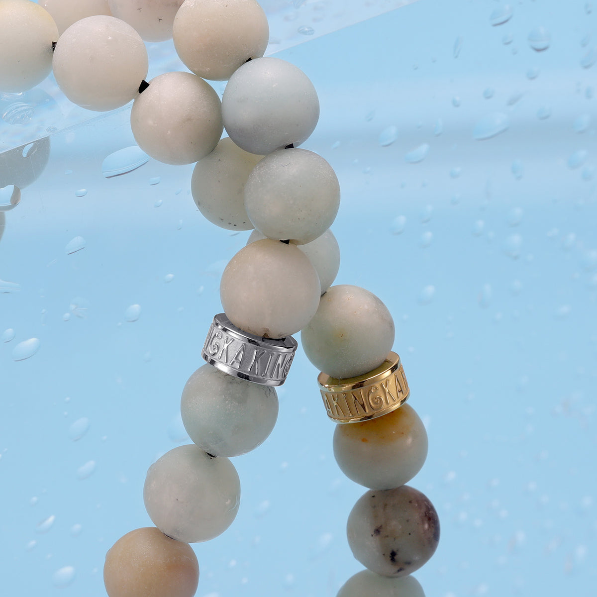 KINGKA Amazonite Stone Bead Bracelet, Silver, The Earth - KINGKA Jewelry
