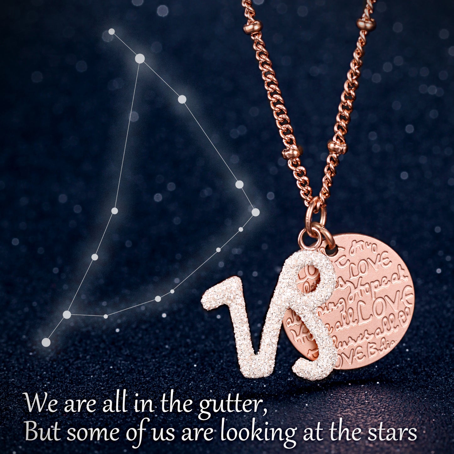 Women Constellations Pendant Necklace, Capricorn