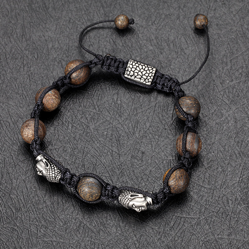 Beaded Bracelet with Bronzite, Skull, Rope - KINGKA Jewelry