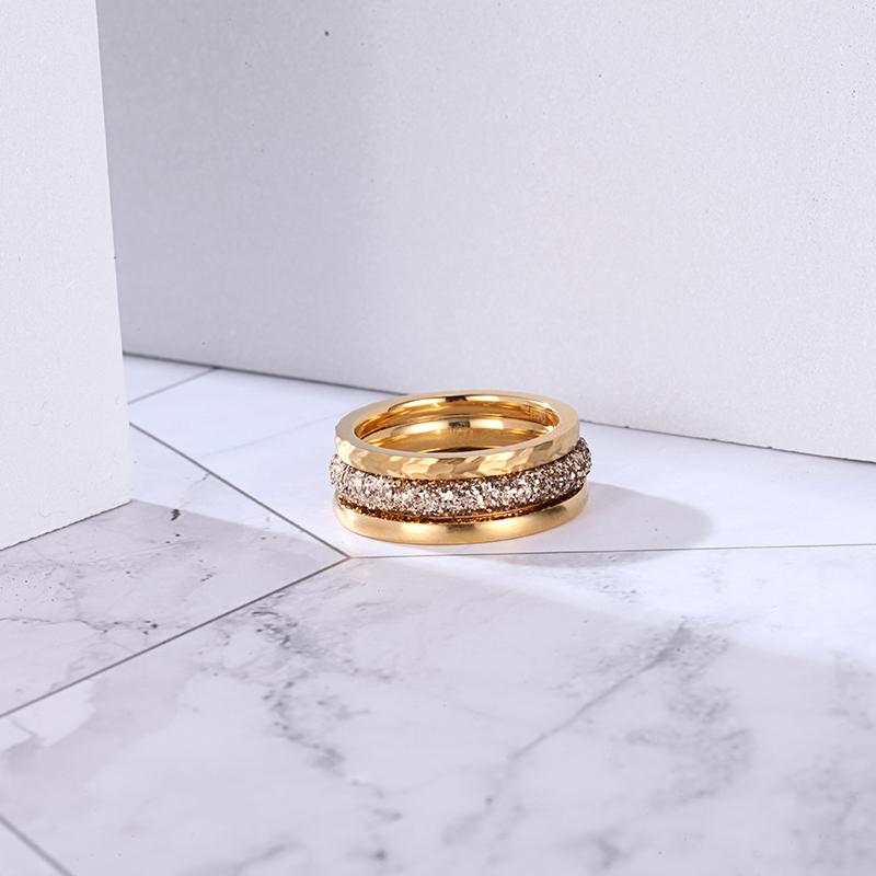 Women Stacking Rings Gold Glitter Dust - KINGKA Jewelry