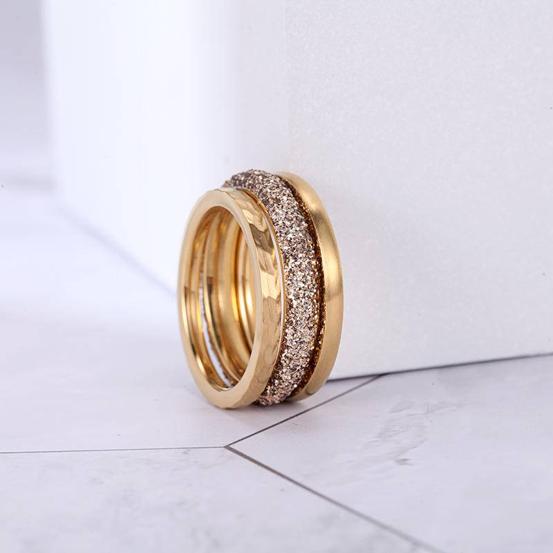 Women Stacking Rings Gold Glitter Dust - KINGKA Jewelry