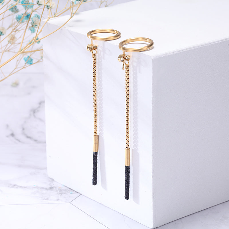 Women Drop Earrings Black - KINGKA Jewelry