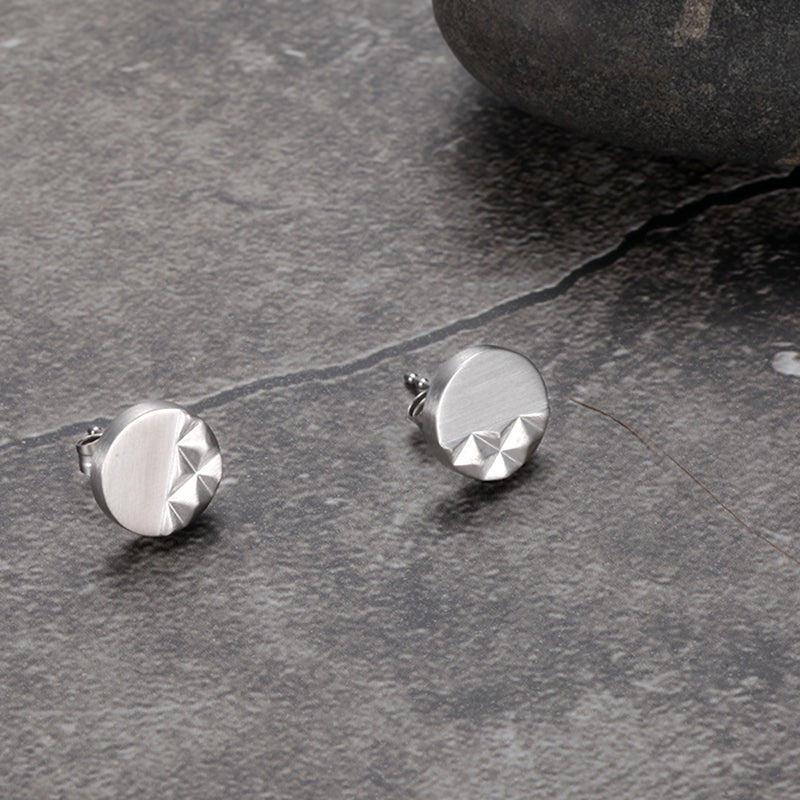 Men's Ear Studs Pyramid Circle - KINGKA Jewelry