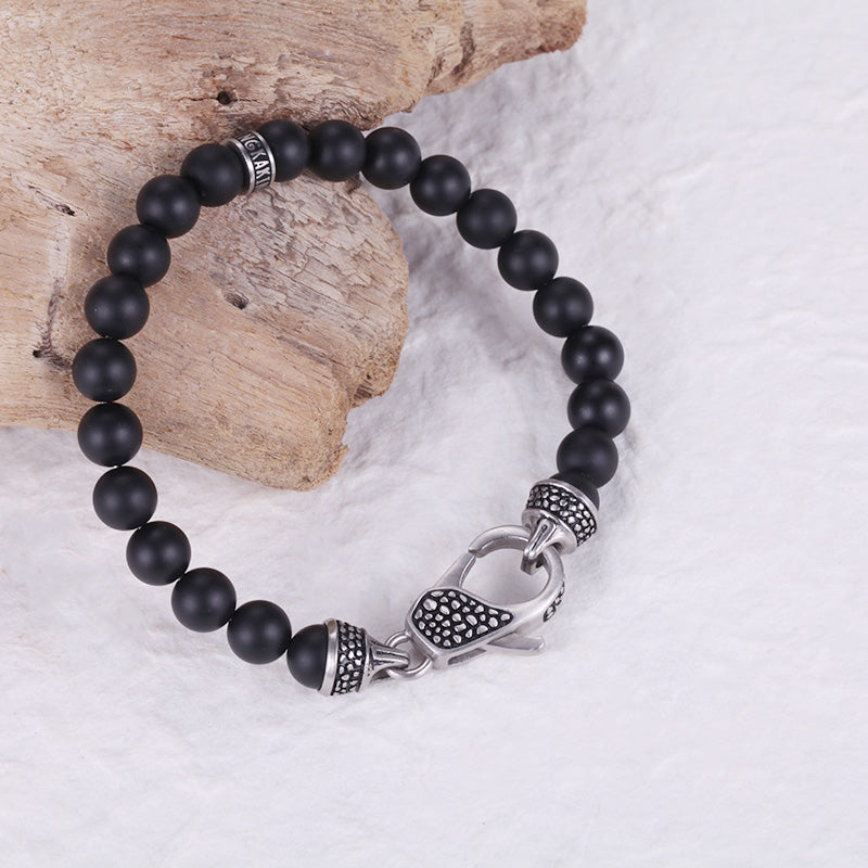 Men's Beaded Bracelet with Onyx - KINGKA Jewelry