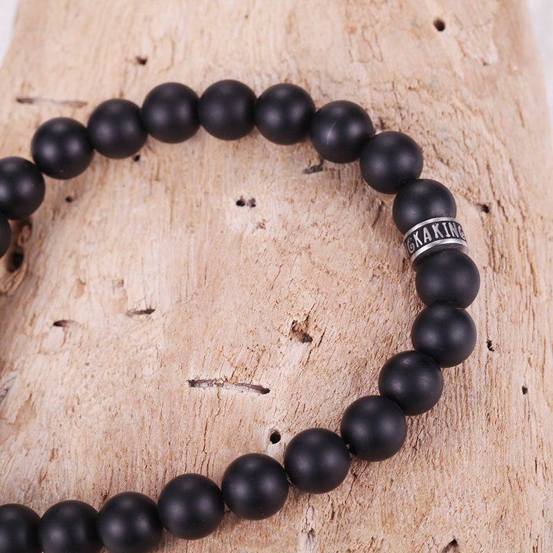 Men's Beaded Bracelet with Onyx - KINGKA Jewelry