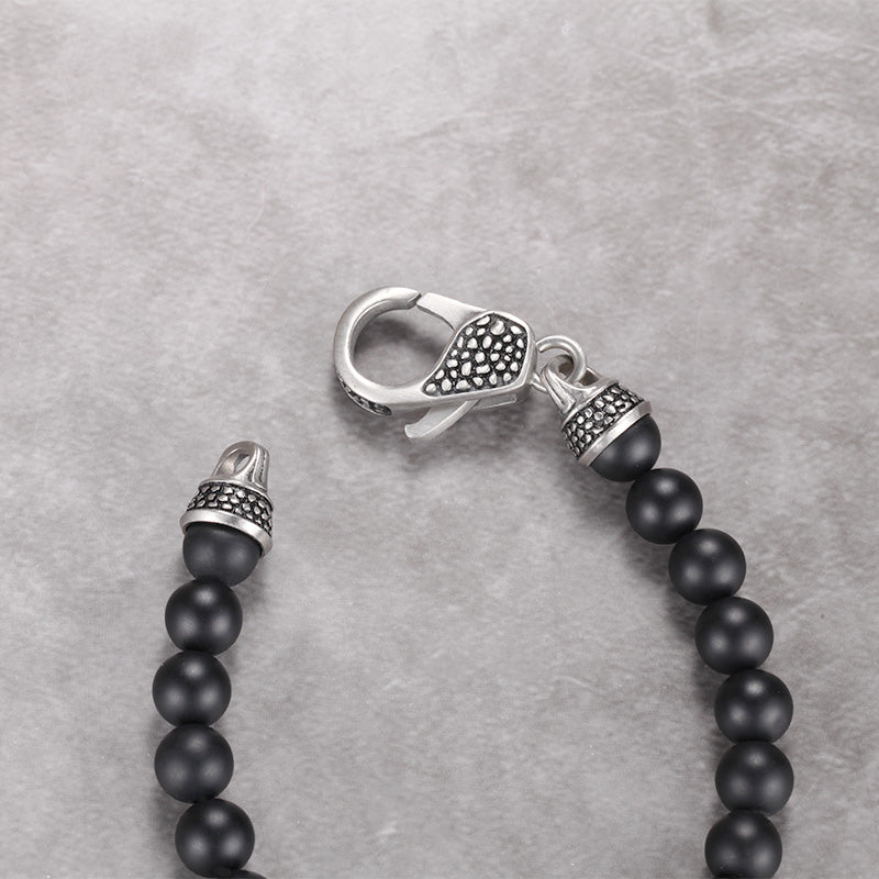Men's Beaded Bracelet with Onyx and Lapis - KINGKA Jewelry