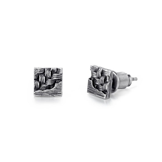 Men's Ear Studs Woven Square - KINGKA Jewelry