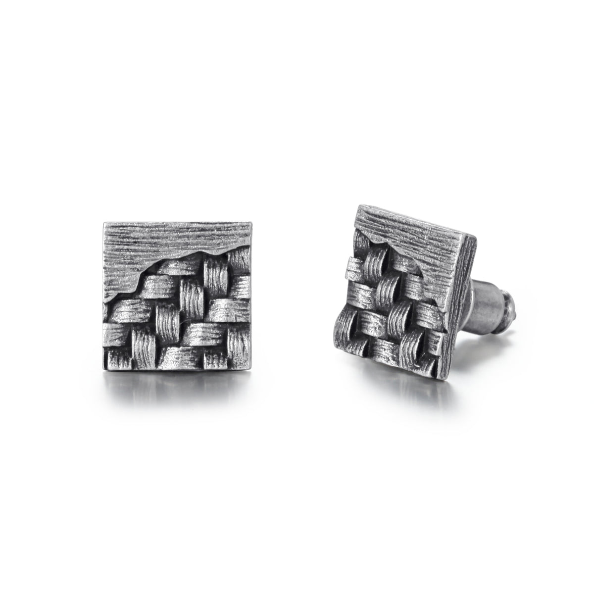 Men's Ear Studs Woven Square - KINGKA Jewelry