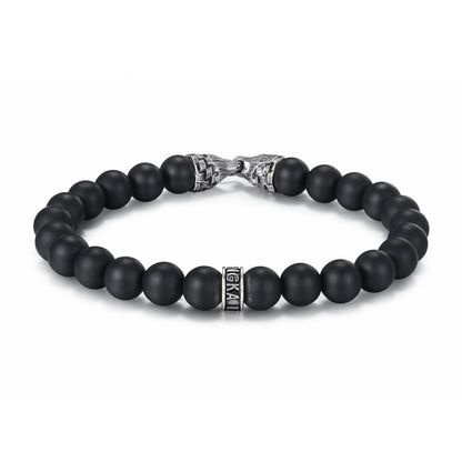Men's Beaded Bracelet with Stones, Woven Clasp - KINGKA Jewelry