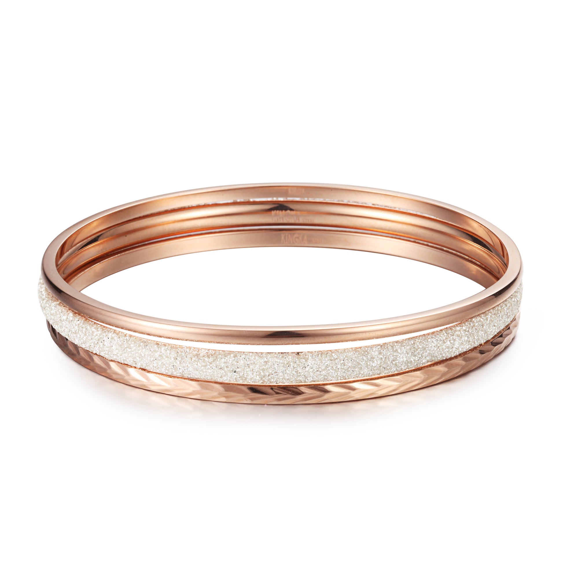 Women Stacking Bangles White Glitter Dust - KINGKA Jewelry