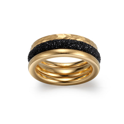 Women Stacking Rings Black Glitter Dust - KINGKA Jewelry