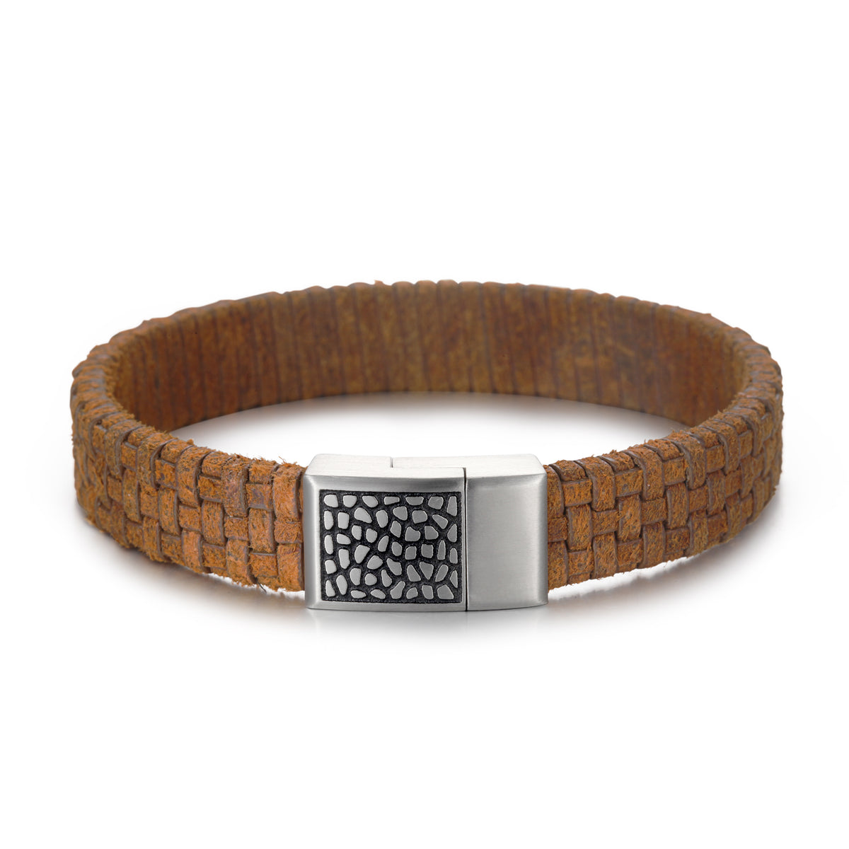 Men's Leather Bracelet with Reptile Snap - KINGKA Jewelry