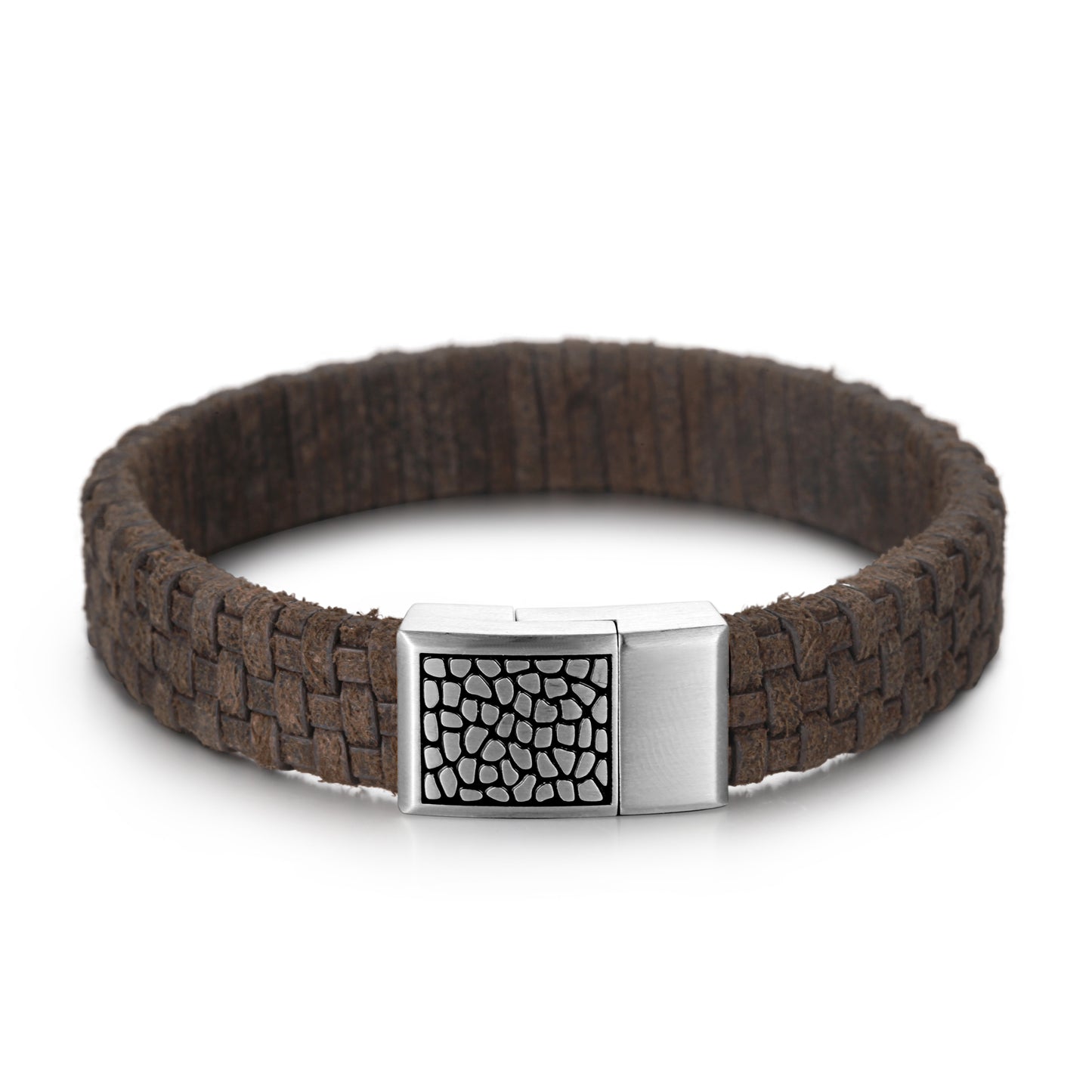 Men's Leather Bracelet with Reptile Snap - KINGKA Jewelry