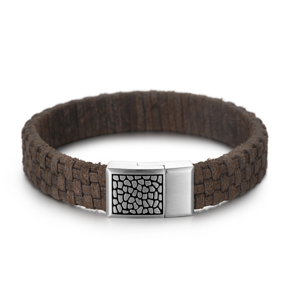 Men's Leather Bracelet with Reptile Snap - KINGKA Jewelry