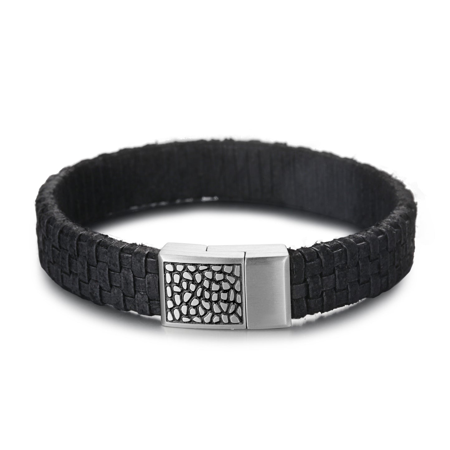 Men's Leather Bracelet with Reptile Snap - KINGKA Jewelry