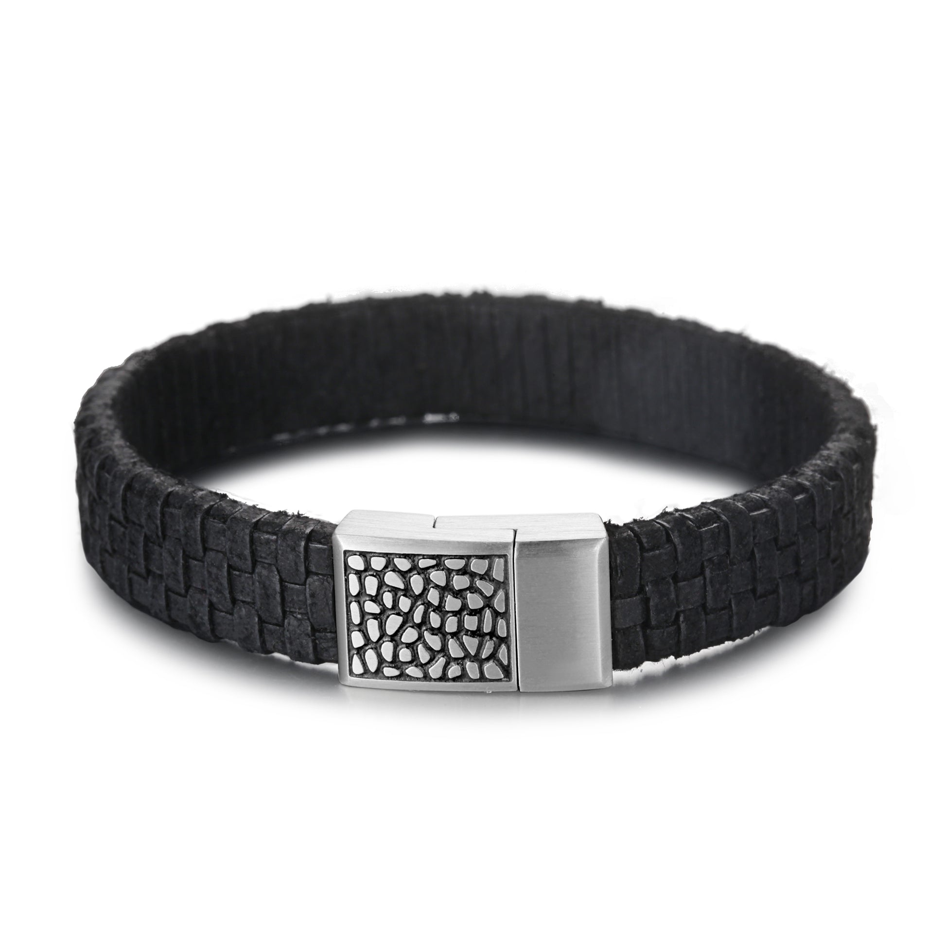 Men's Leather Bracelet with Reptile Snap - KINGKA Jewelry