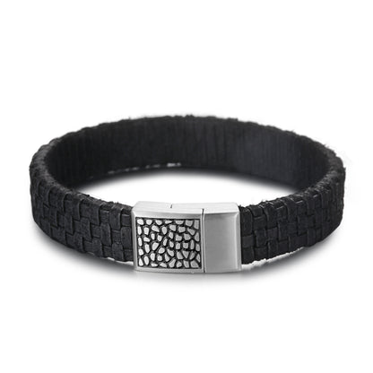 Men's Leather Bracelet with Reptile Snap - KINGKA Jewelry