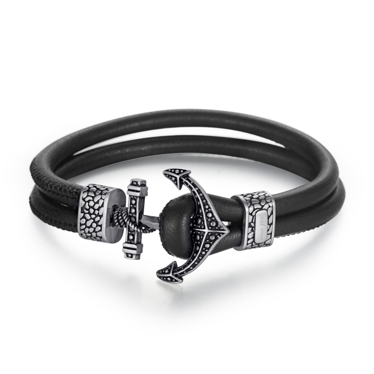 Men's Leather Bracelet with Anchor - KINGKA Jewelry