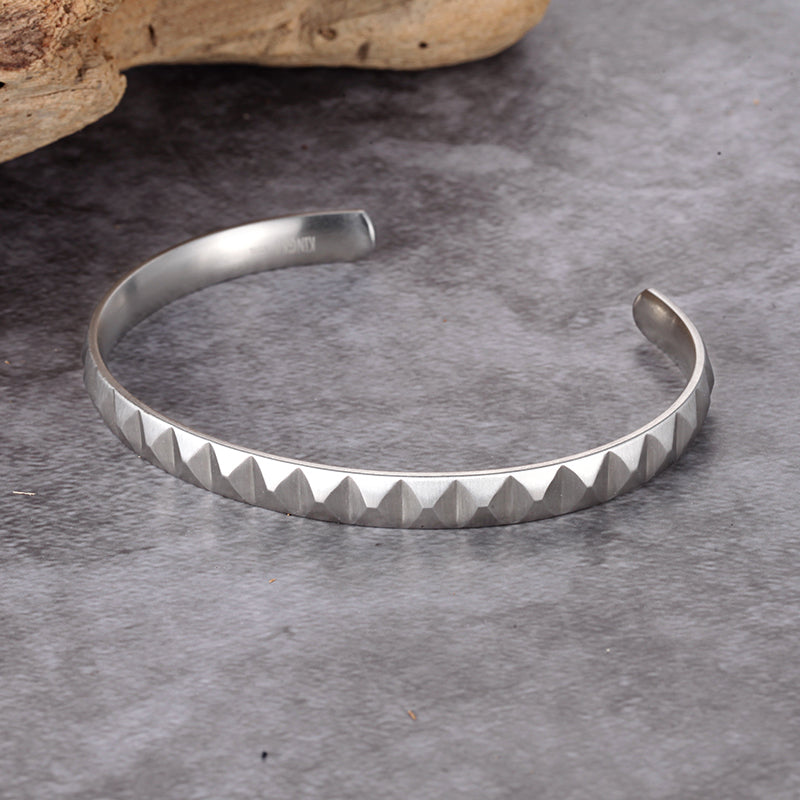 Stainless Steel Pyramid Bangle - KINGKA Jewelry