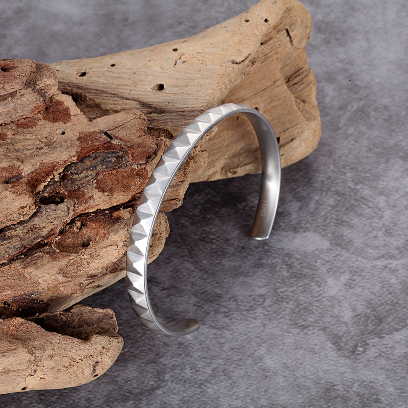 Stainless Steel Pyramid Bangle - KINGKA Jewelry