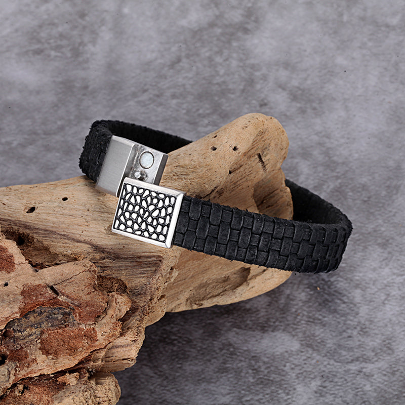 Men's Leather Bracelet with Reptile Snap - KINGKA Jewelry