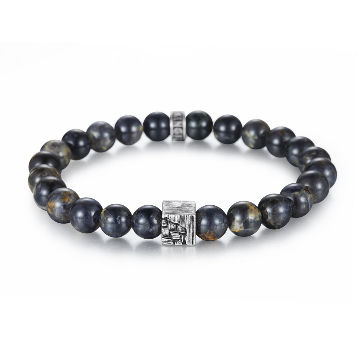 Men's Wristband with Tanzanite, Woven Cube - KINGKA Jewelry