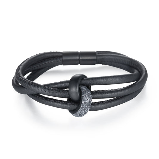 Women Warp-Around Bracelet Leather, Grey Stardust - KINGKA Jewelry