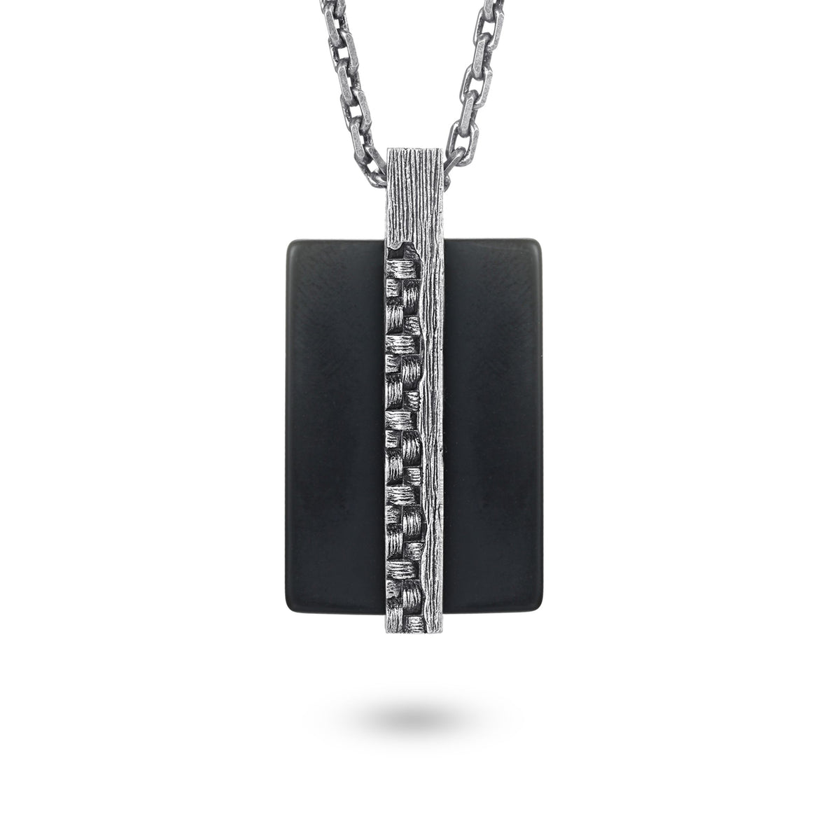 Men's Tag Necklace with Woven Element - KINGKA Jewelry