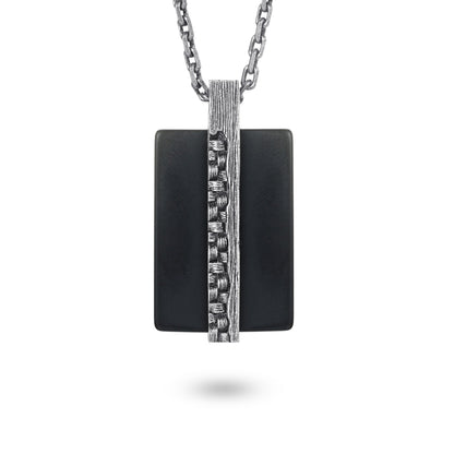 Men's Tag Necklace with Woven Element - KINGKA Jewelry