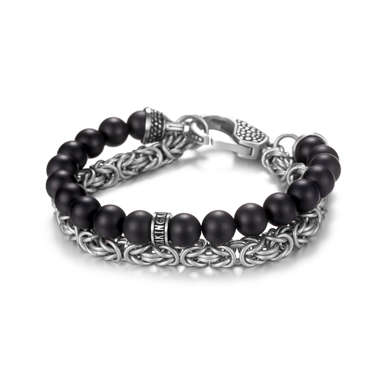 Men's Wrap-Around Bracelet with Stones, King Chain - KINGKA Jewelry