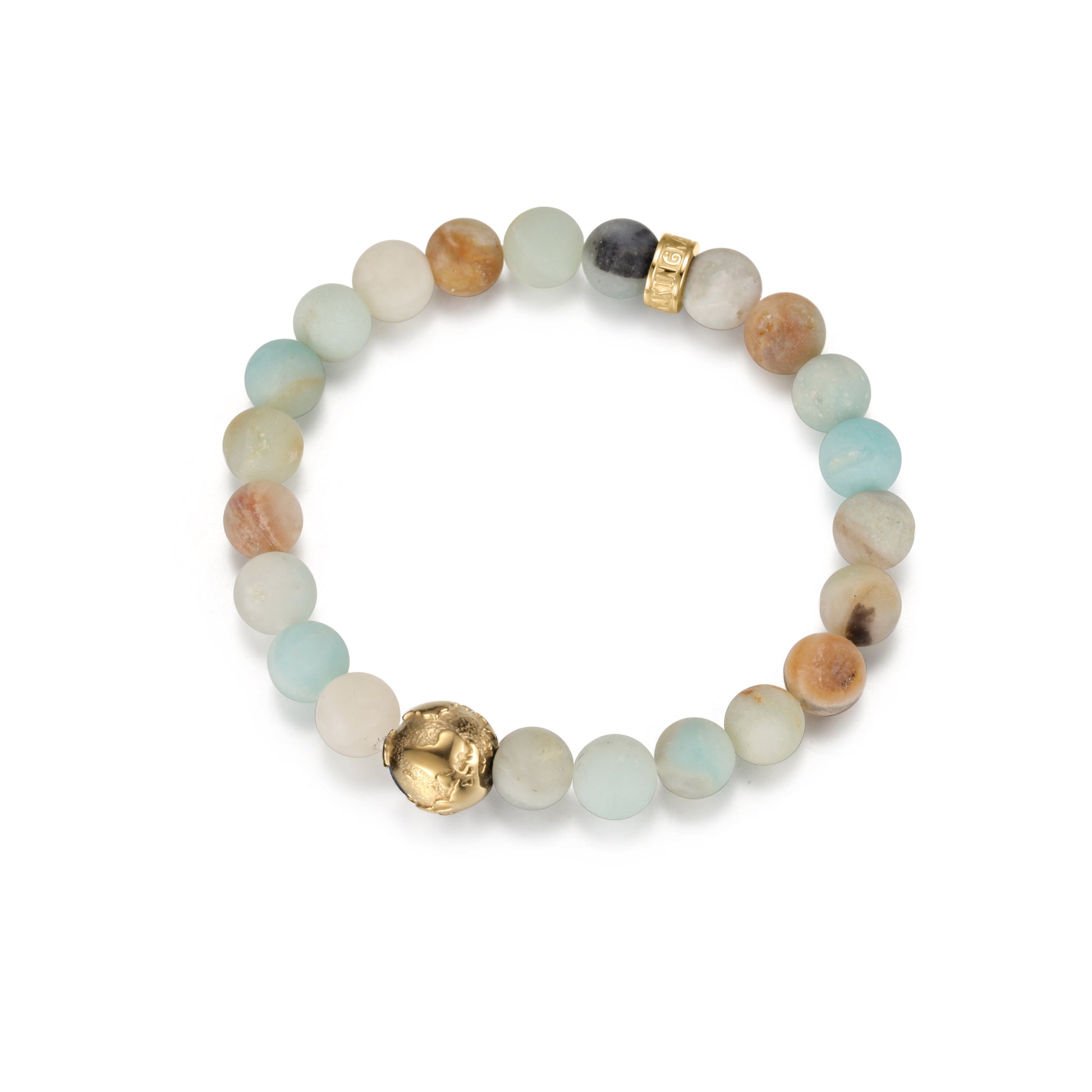 KINGKA Amazonite Stone Bead Bracelet, Gold, The Earth - KINGKA Jewelry