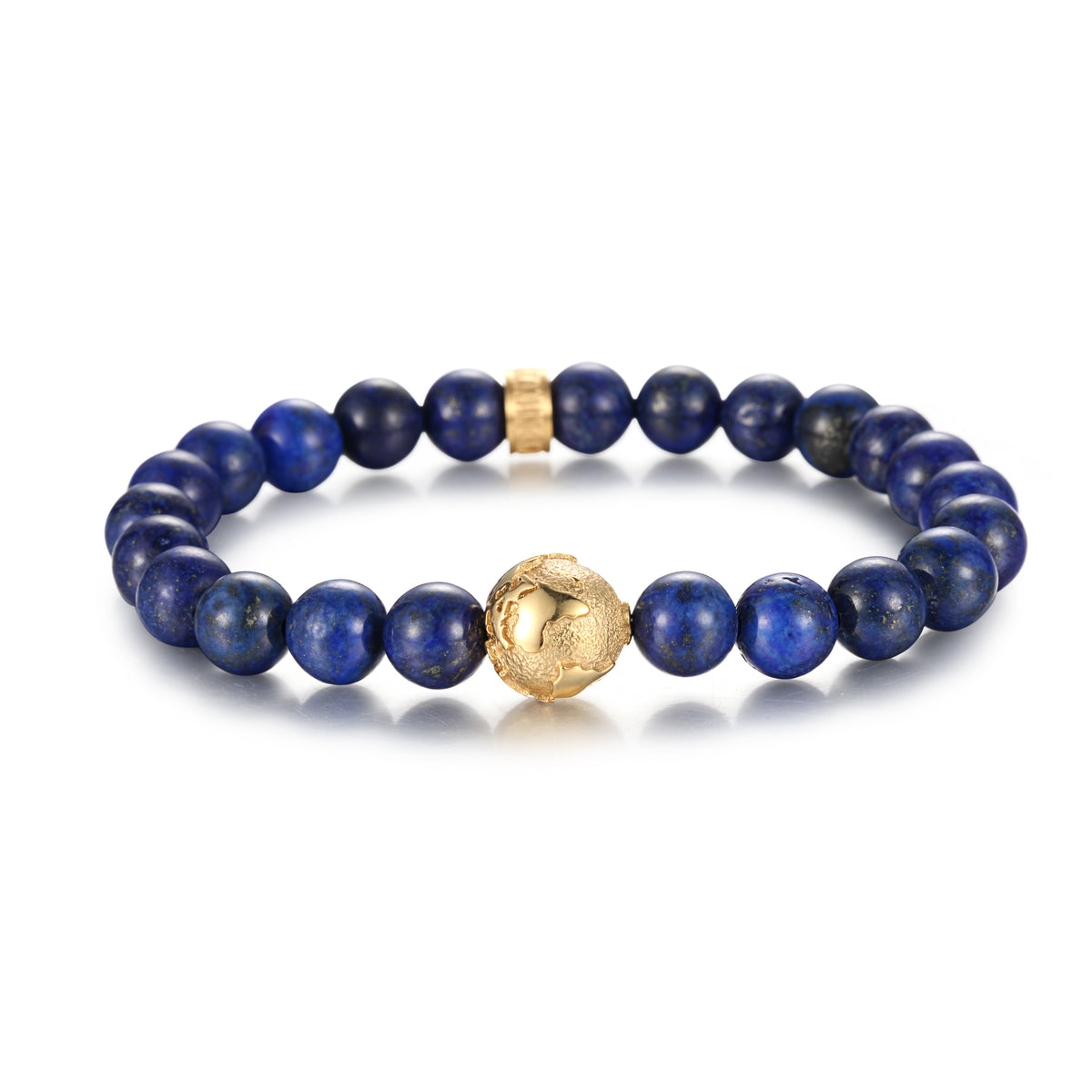 KINGKA Lapis Stone Bead Bracelet, Gold, The Earth - KINGKA Jewelry