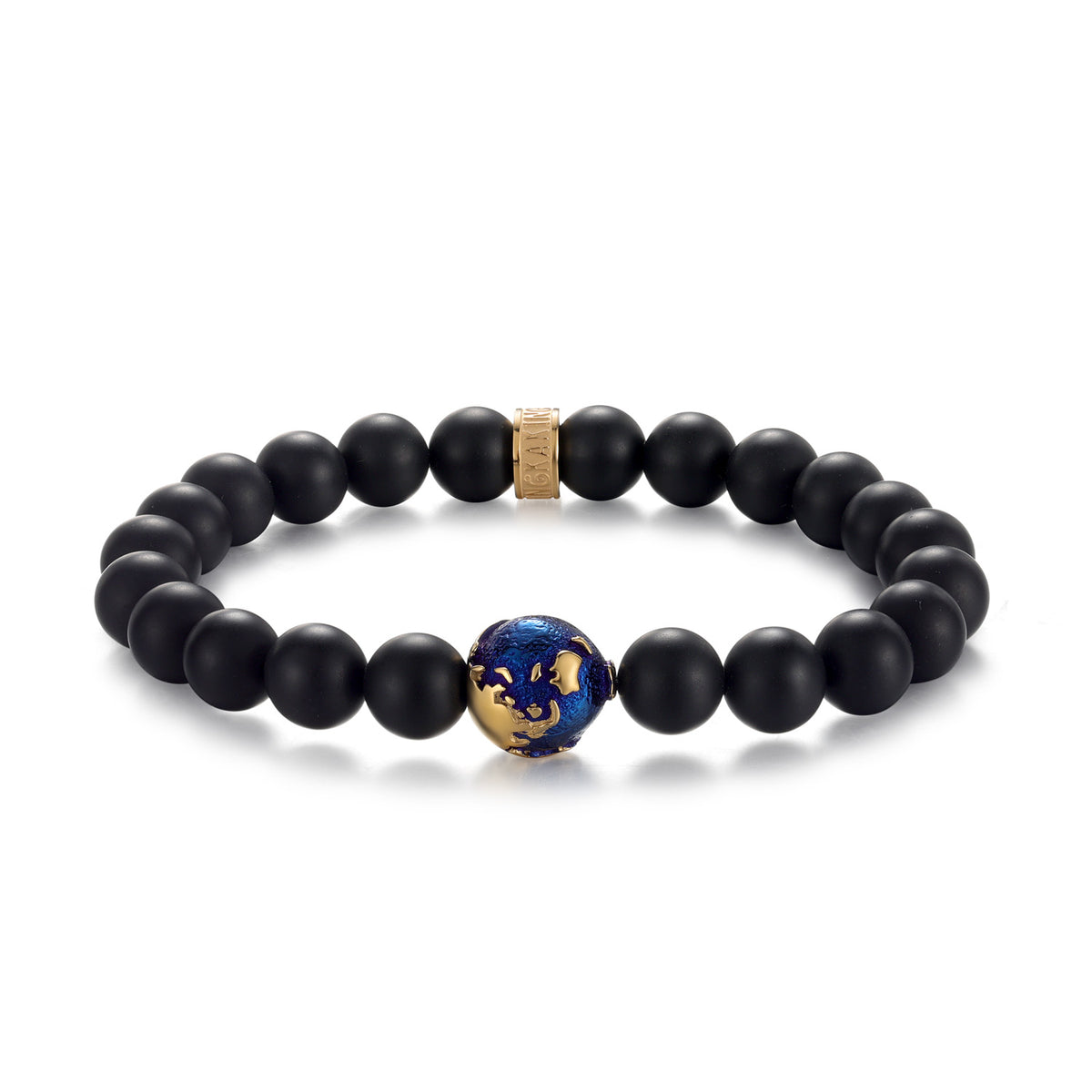 KINGKA Matt Agate Bead Bracelet, Blue Gold, The Earth - KINGKA Jewelry