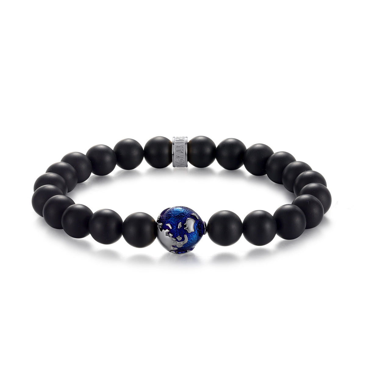 KINGKA Matt Agate Bead Bracelet, Silver Blue, The Earth - KINGKA Jewelry