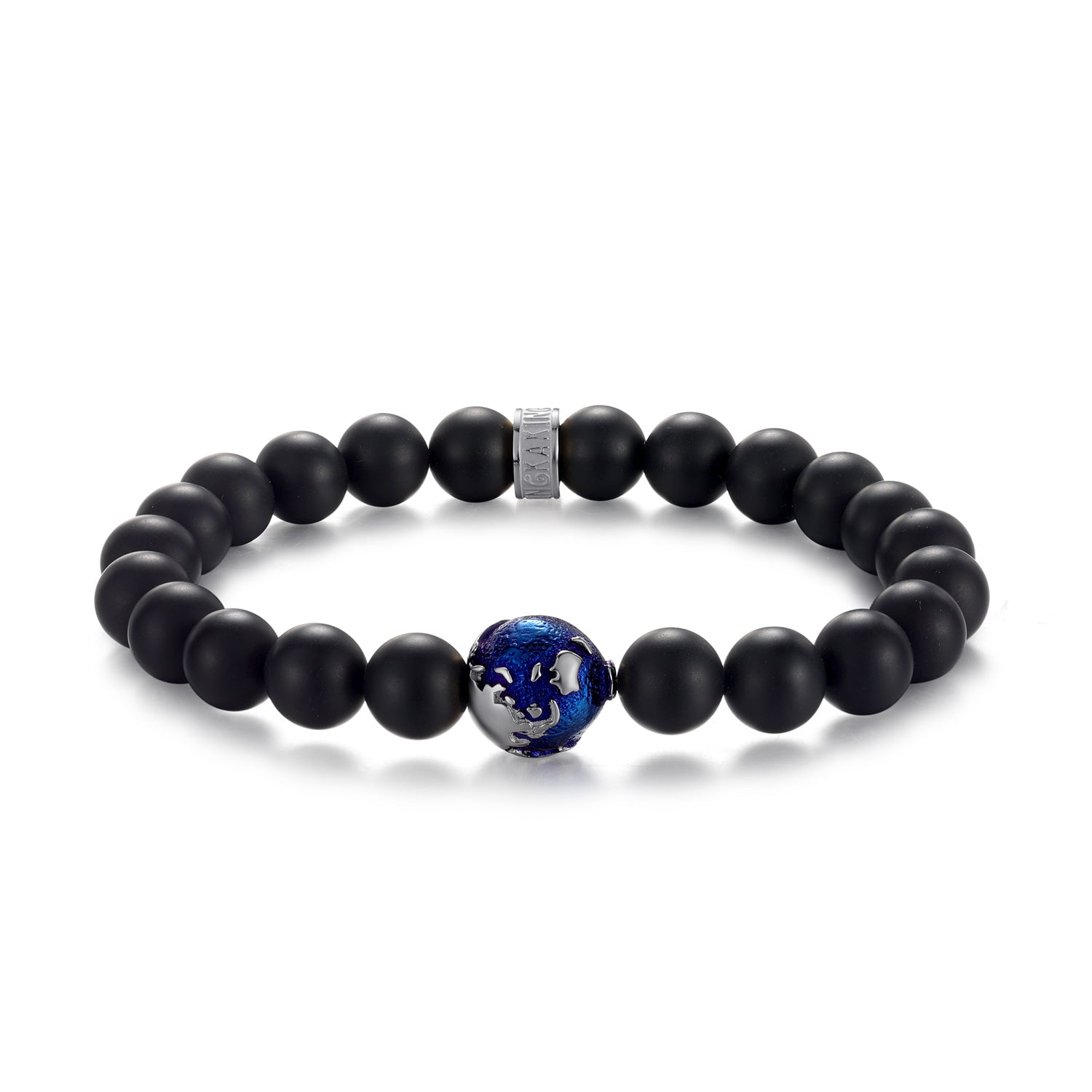 KINGKA Matt Agate Bead Bracelet, Silver Blue, The Earth - KINGKA Jewelry