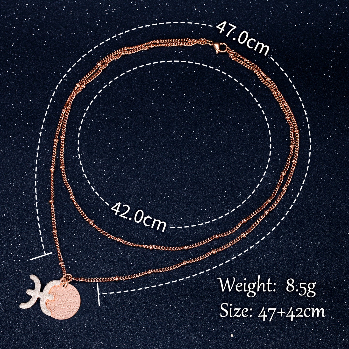 Women Twelve Constellations Pisces Necklace Custom Handwriting - KINGKA Jewelry